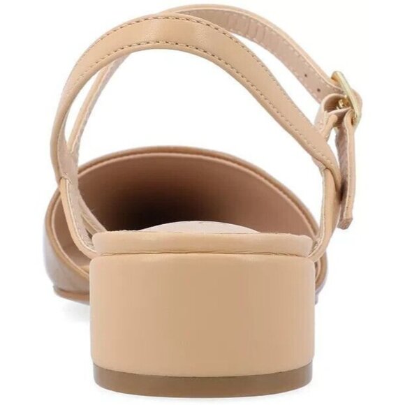 Journee Collection Women's Brynn Block Heel Pointed Toe Flats Tan Size 5.5M - Picture 3 of 6